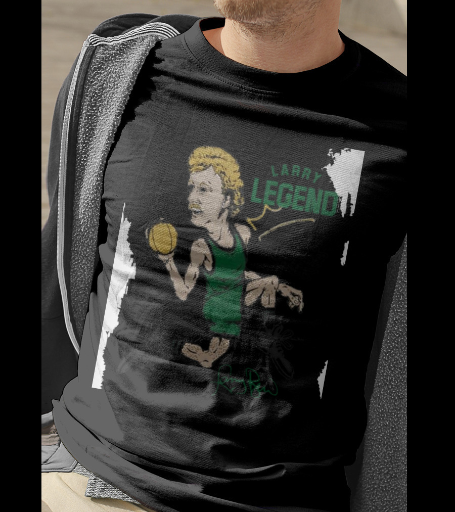 Dave Portnoy Wearing Larry Legend Basketball Art With Larry Bird Signature T-Shirt