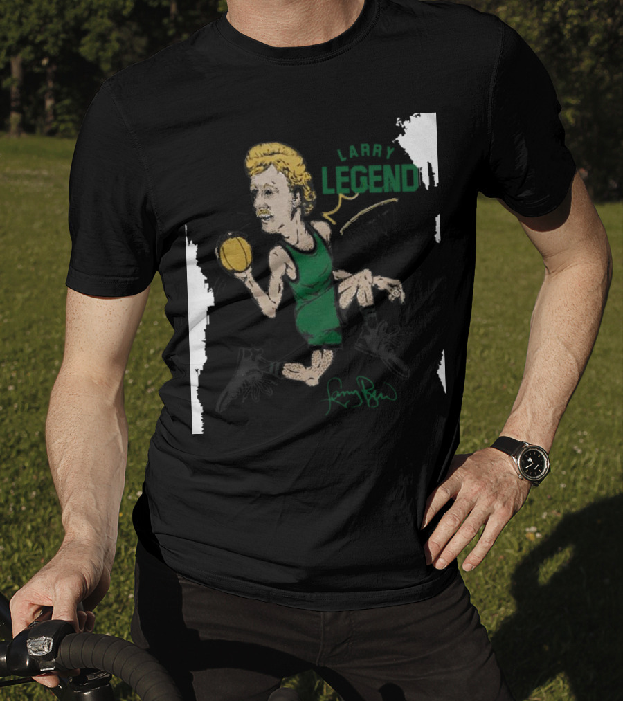 Dave Portnoy Wearing Larry Legend Basketball Art With Larry Bird Signature T-Shirt