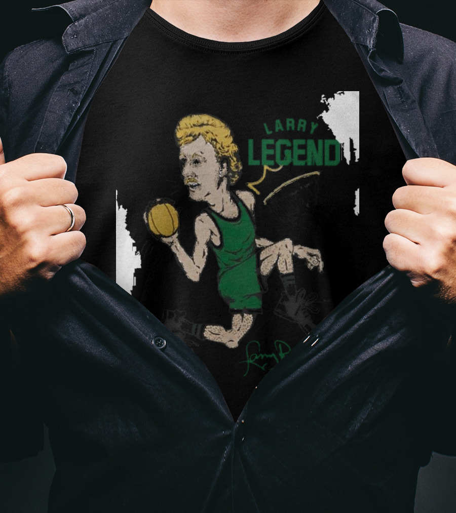 Dave Portnoy Wearing Larry Legend Basketball Art With Larry Bird Signature T-Shirt