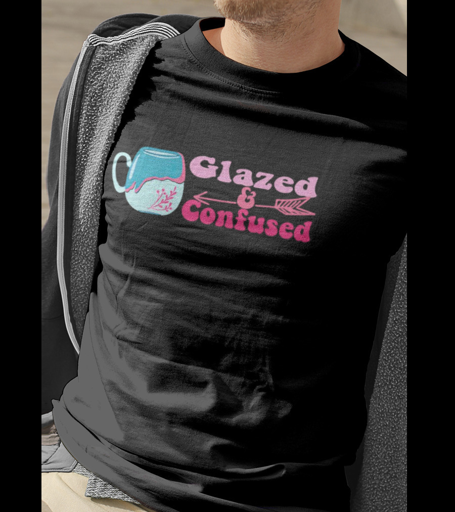 Glazed And Confused Mug With Pink And Blue Arrow T-Shirt