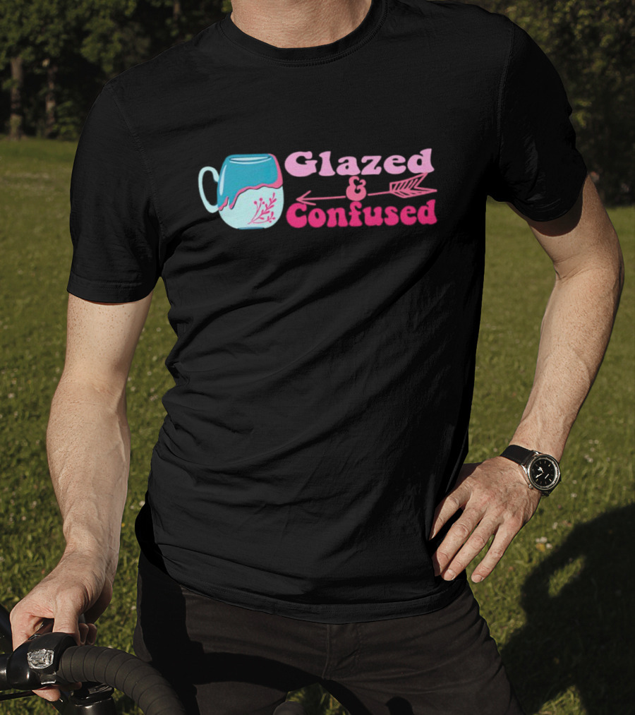 Glazed And Confused Mug With Pink And Blue Arrow T-Shirt
