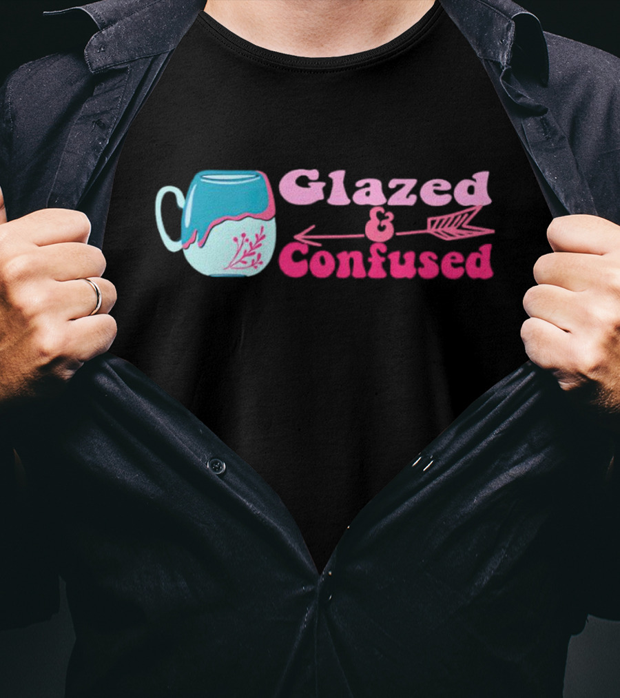 Glazed And Confused Mug With Pink And Blue Arrow T-Shirt