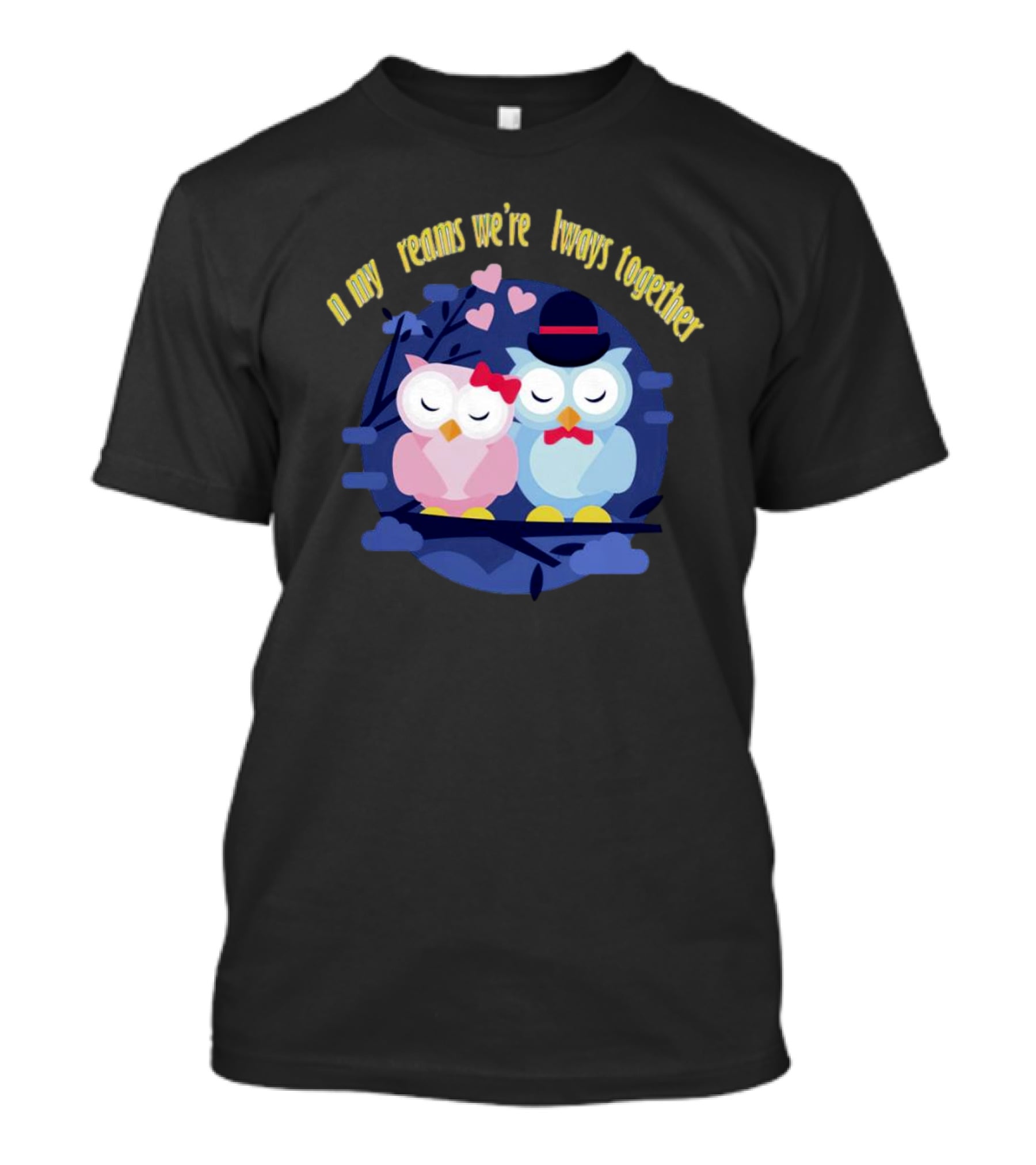 In My Dreams We're Always Together Owls With Hearts And Hats On Branch T-Shirt