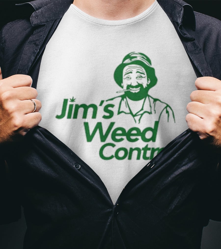 Jim’s Weed Control Gardener Icon With Hat And Beard T-Shirt