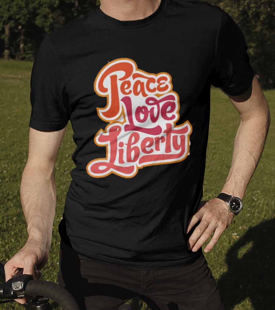 Peace Love Liberty Vintage Groovy Typography T-Shirt