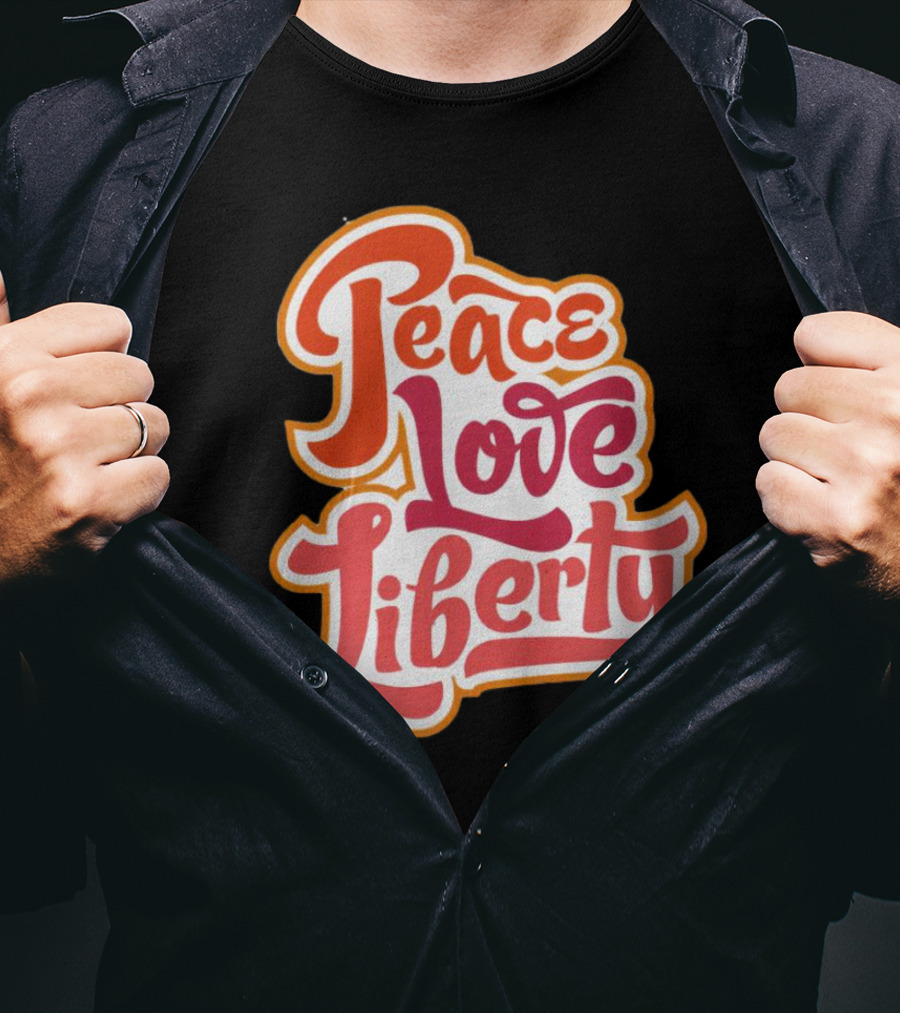 Peace Love Liberty Vintage Groovy Typography T-Shirt