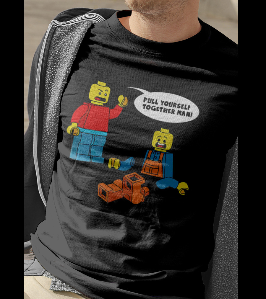 LEGO Figures Pull Yourself Together Man Speech Bubble Playful Scene T-Shirt