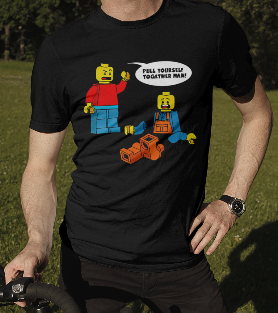 LEGO Figures Pull Yourself Together Man Speech Bubble Playful Scene T-Shirt