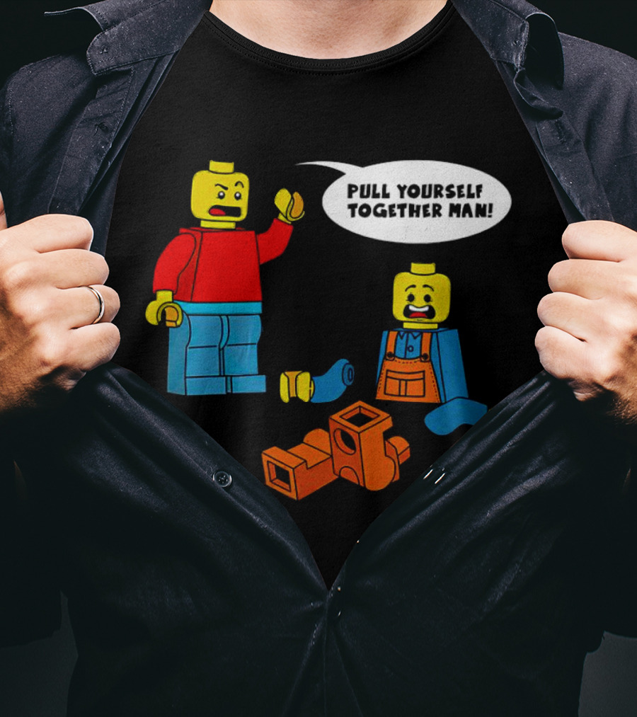 LEGO Figures Pull Yourself Together Man Speech Bubble Playful Scene T-Shirt