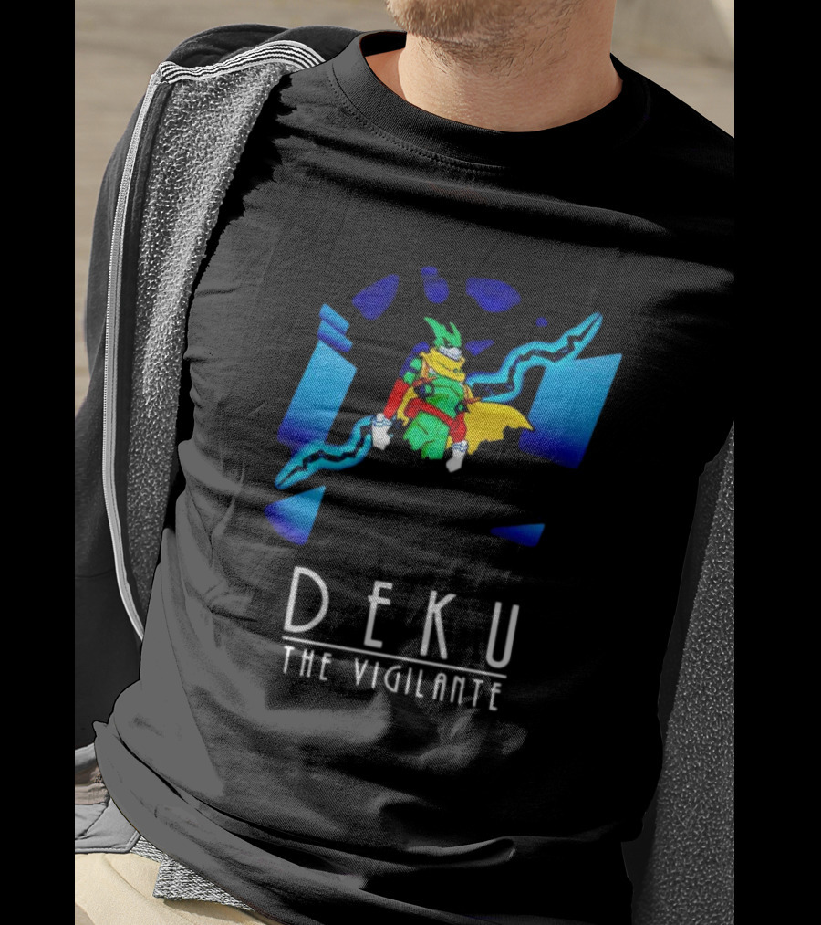 Deku The Vigilante Colorful Hero And Blue Electric Lightning Burst T-Shirt