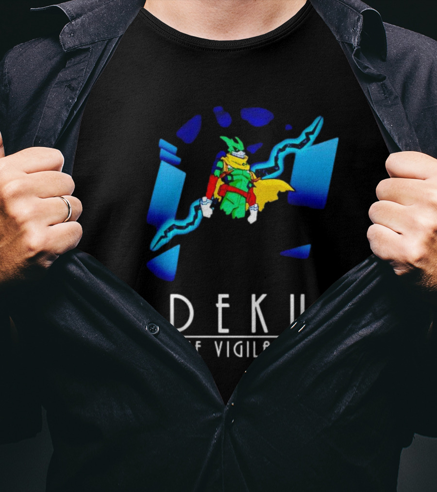Deku The Vigilante Colorful Hero And Blue Electric Lightning Burst T-Shirt