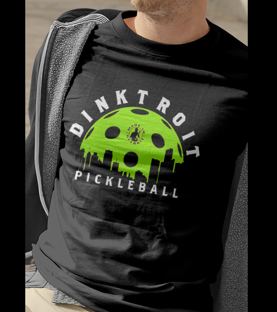 Dinktroit Pickleball Made In Detroit Skyline Ball T-Shirt