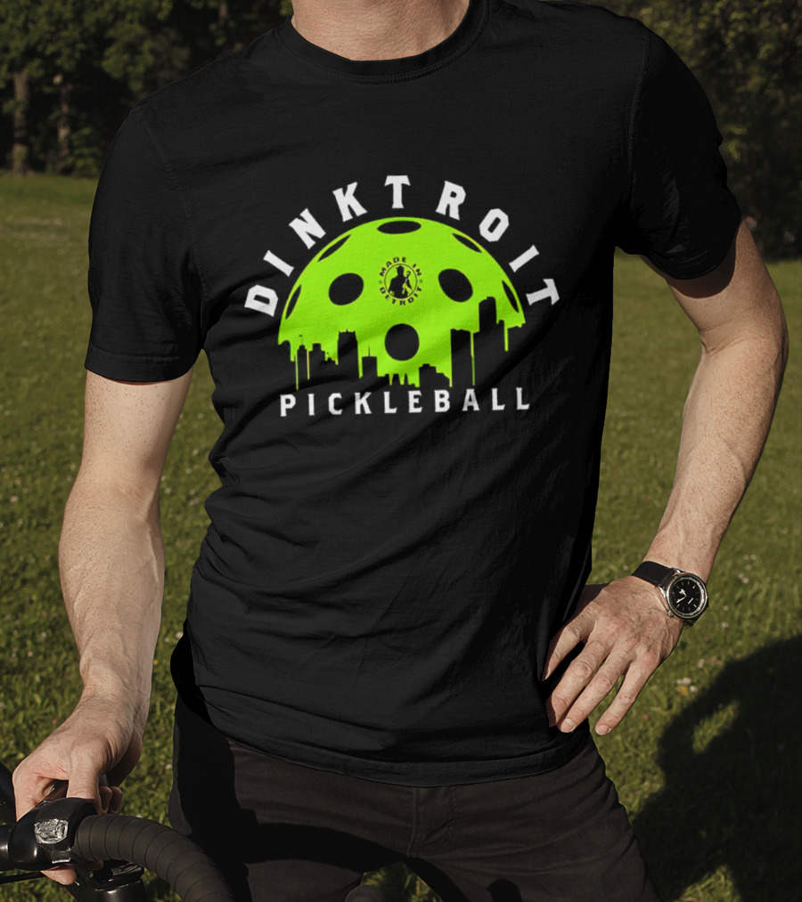 Dinktroit Pickleball Made In Detroit Skyline Ball T-Shirt