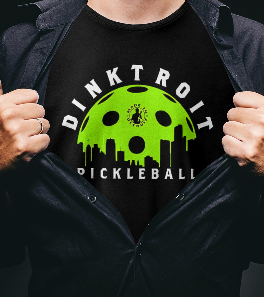 Dinktroit Pickleball Made In Detroit Skyline Ball T-Shirt
