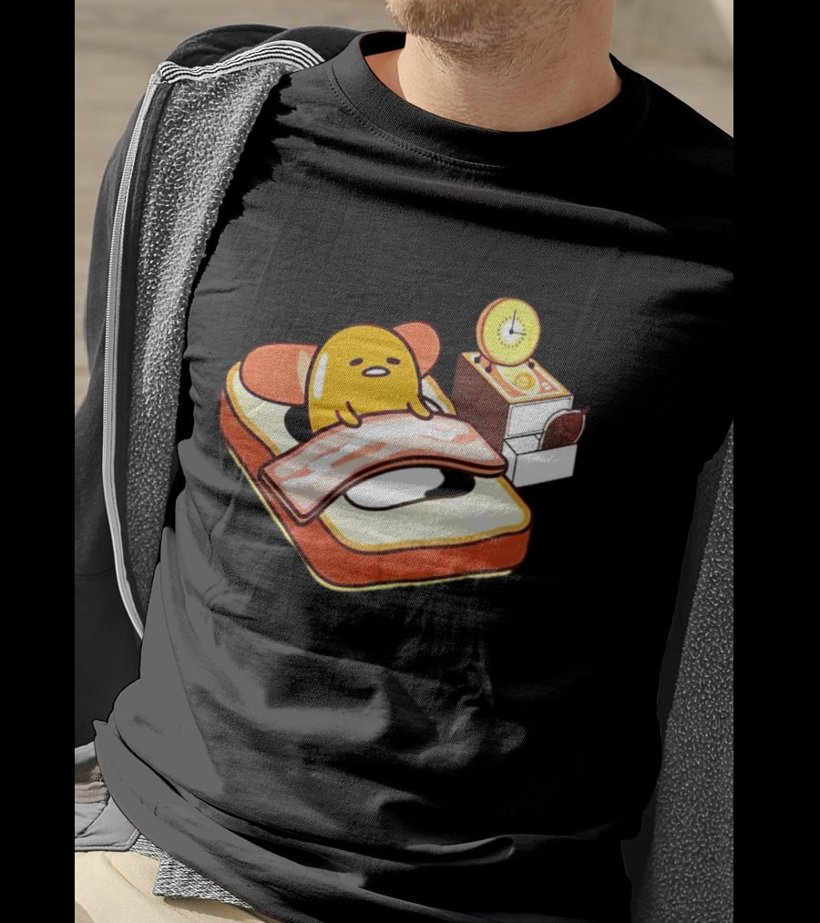 Gudetama Breakfast In Bed With Toast And Bacon T-Shirt