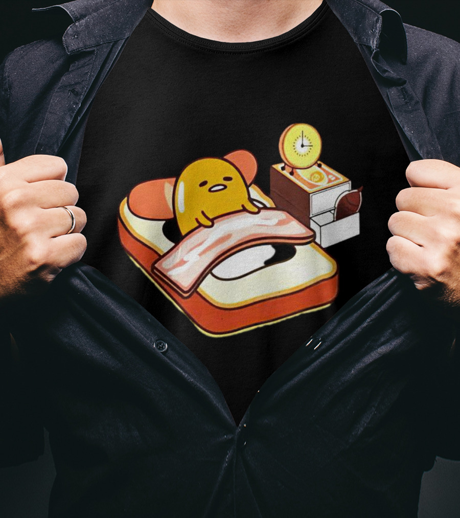Gudetama Breakfast In Bed With Toast And Bacon T-Shirt