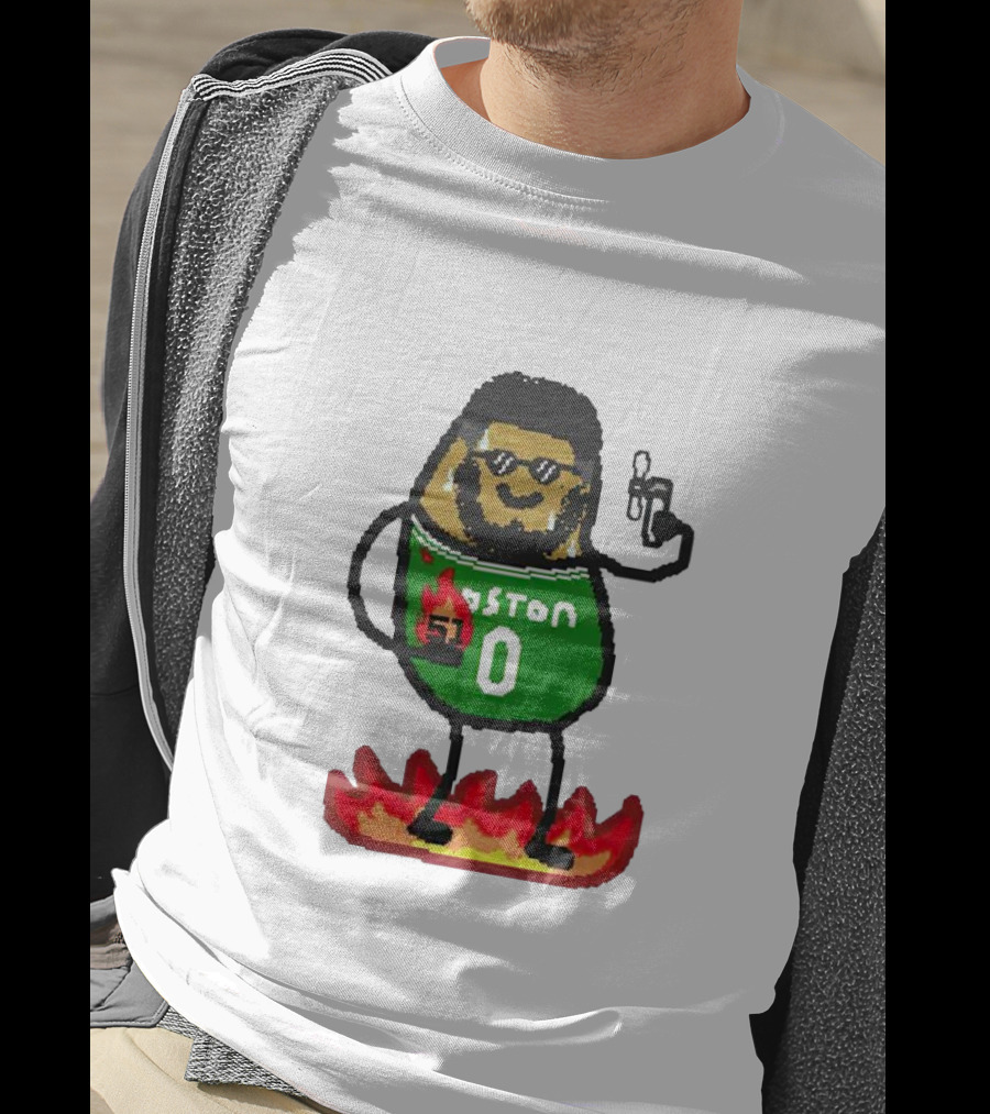 Jayson Tatum Boston NBA Potatum Green Jersey Fire T-Shirt