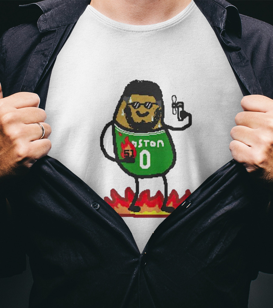 Jayson Tatum Boston NBA Potatum Green Jersey Fire T-Shirt