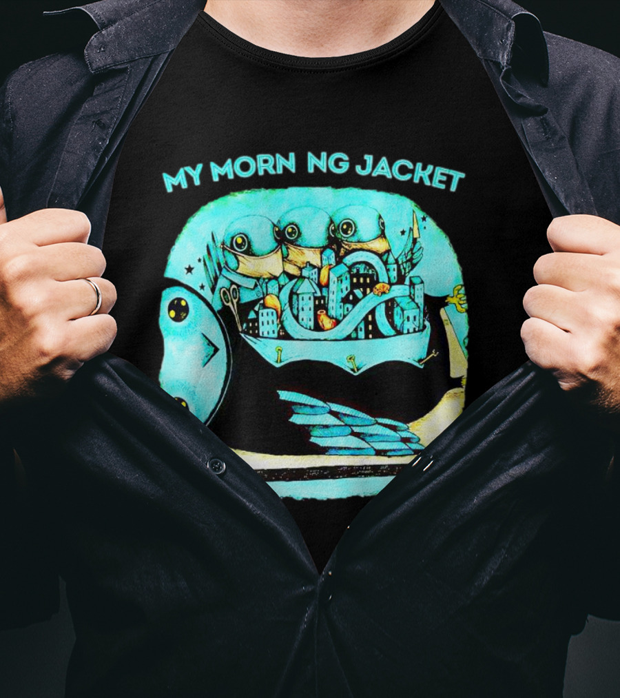 MY MORN NG JACKET Surreal Dream Cityscape Owl Figure T-Shirt