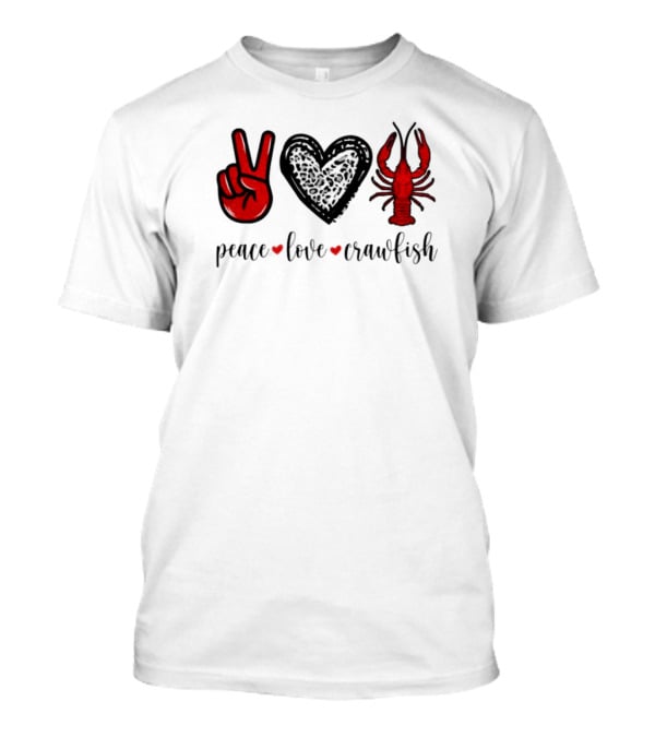 Peace Love Crawfish Iconic Symbols T-Shirt