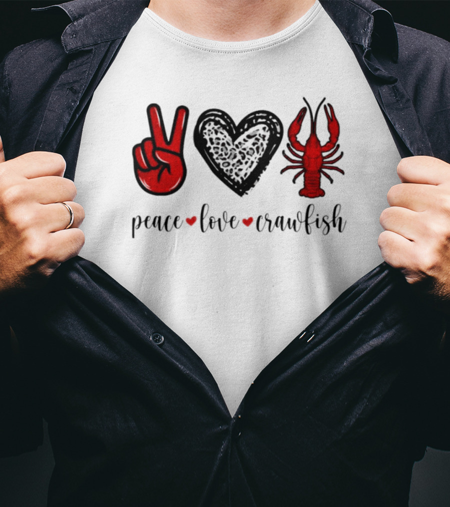Peace Love Crawfish Iconic Symbols T-Shirt