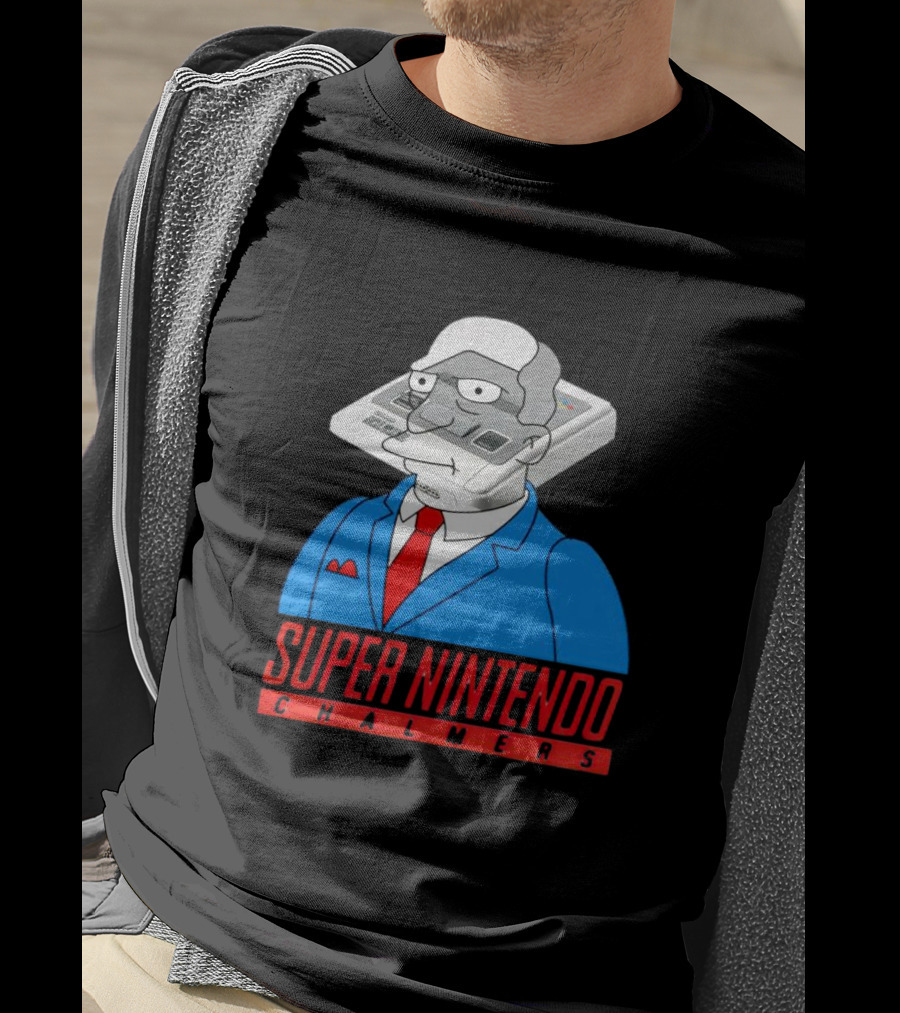 Super Nintendo Chalmers Simpsons Parody Suit Red Tie Console Head T-Shirt