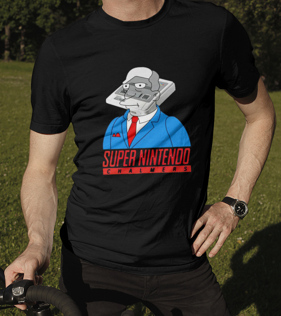 Super Nintendo Chalmers Simpsons Parody Suit Red Tie Console Head T-Shirt
