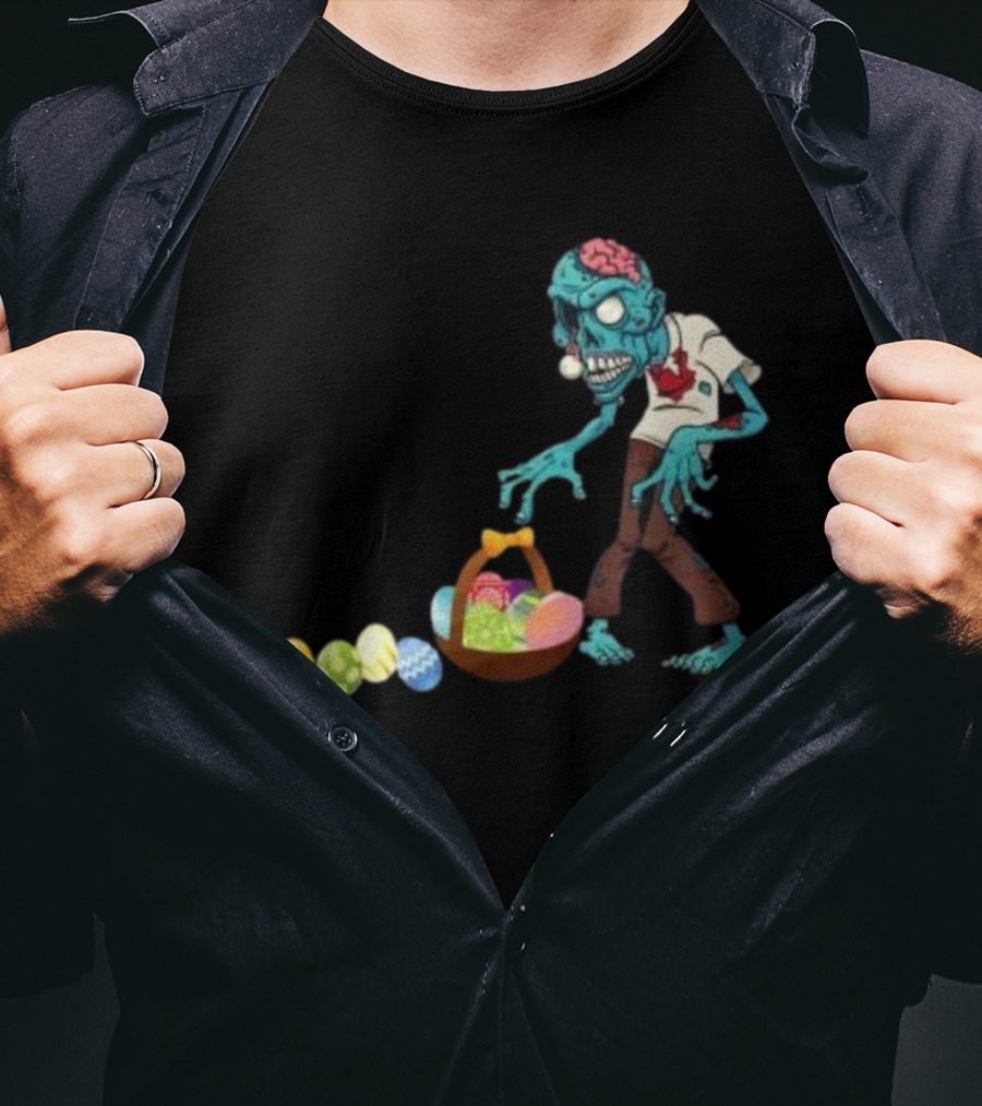 Zombie Collecting Happy Easter Eggs T-Shirt