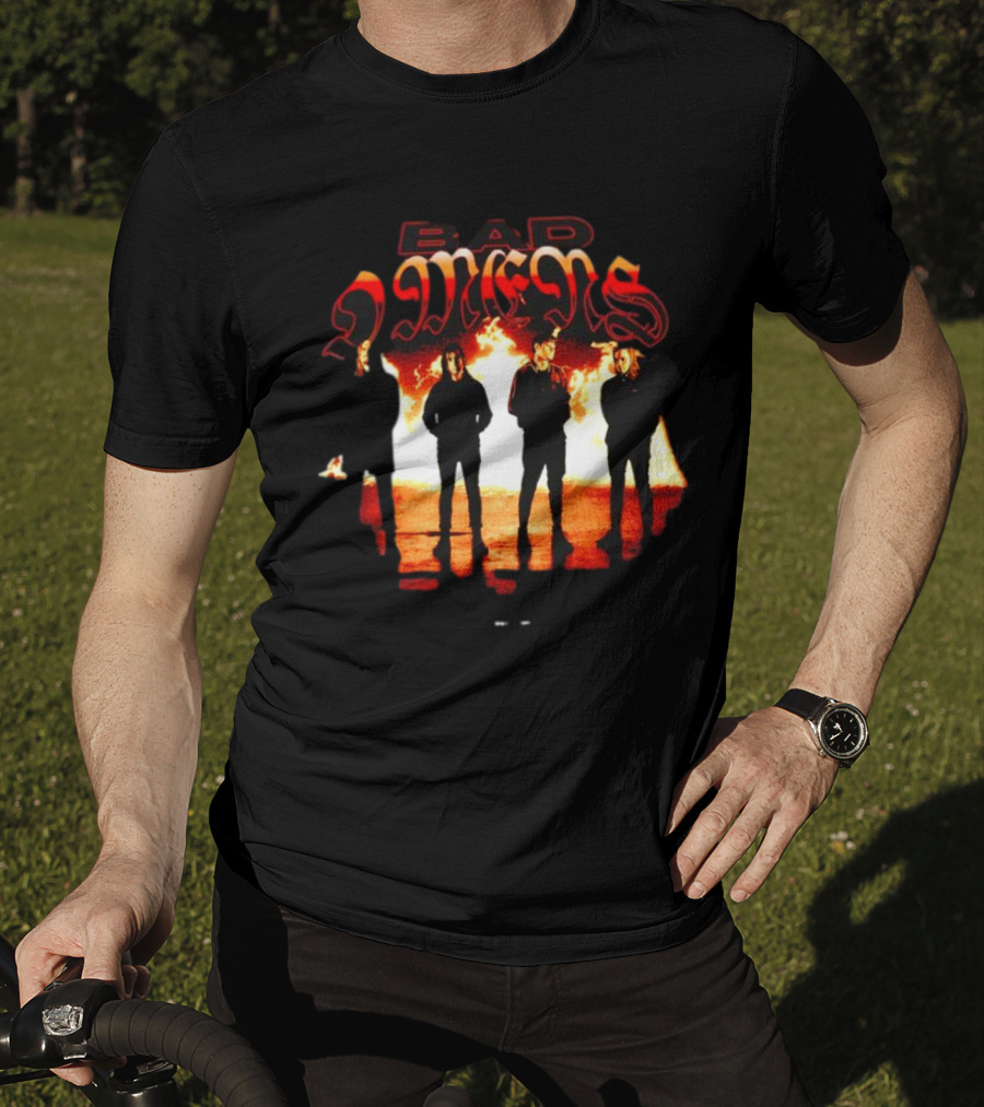 BAD OMENS Face In The Flames Shadows Fiery Background T-Shirt