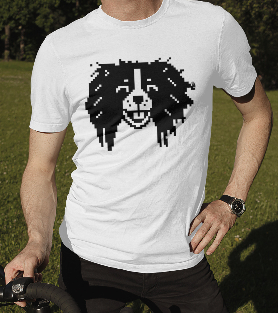 Charles Spaniel Louie 8 Bit Pixel Dog Face T-Shirt
