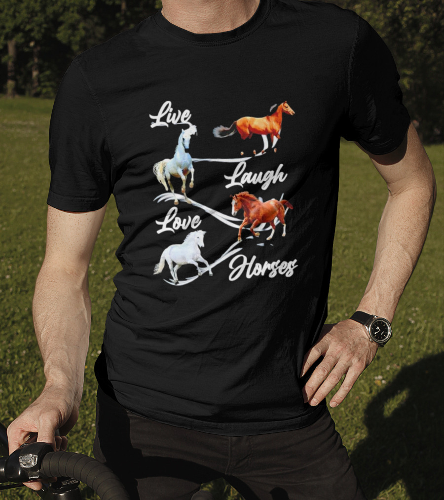 Live Laugh Love Horses Jumping Energetic Colors T-Shirt