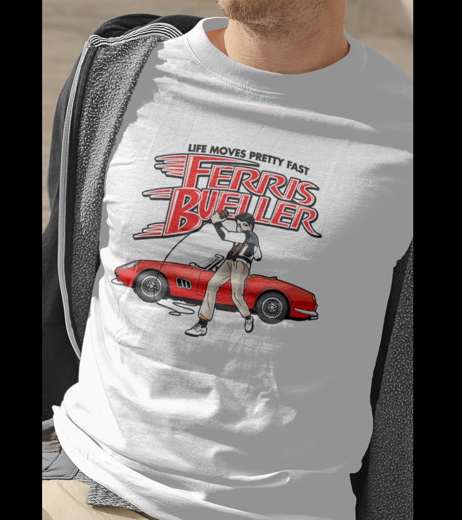 Life Moves Pretty Fast Ferris Bueller Racer Red Car T-Shirt