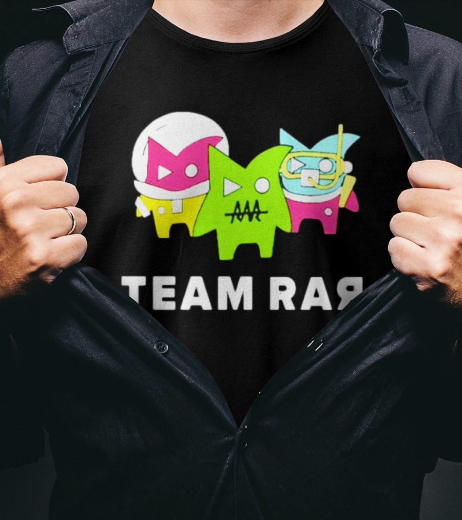 Team RAR Colorful Cartoon Graffiti Characters T-Shirt