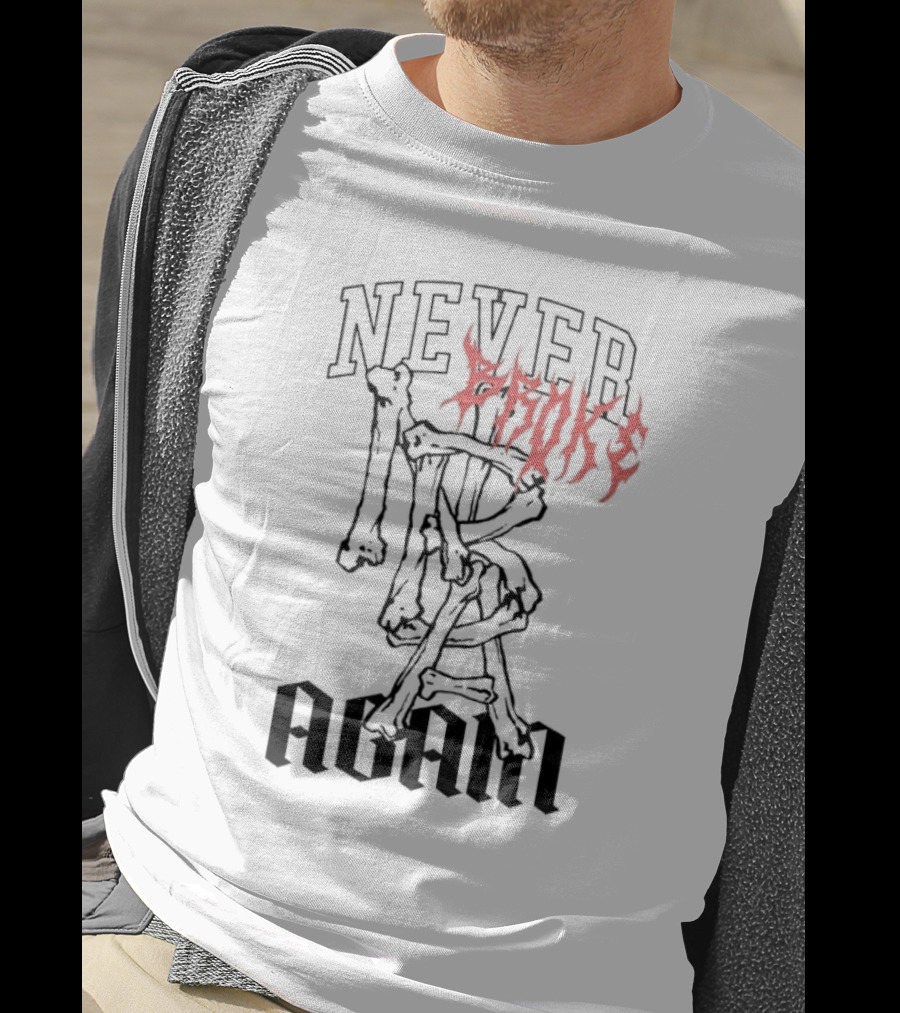 Never Broke Again Bones Stacked Font T-Shirt