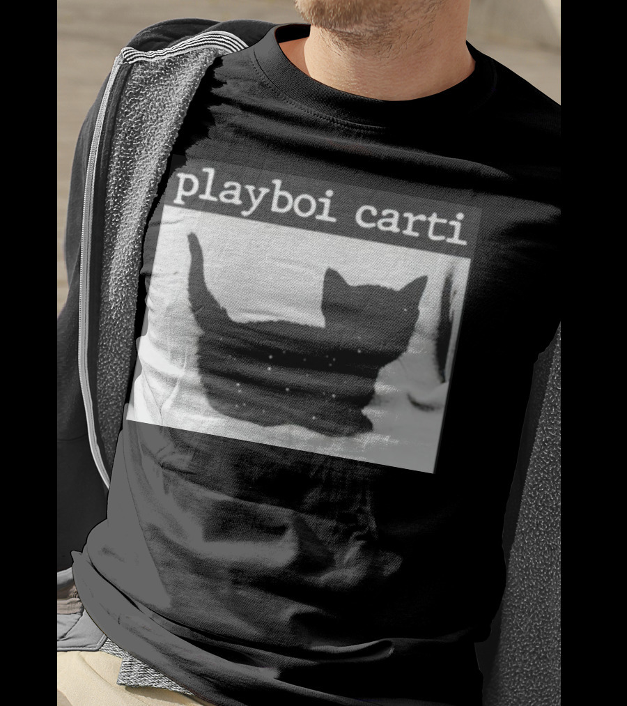 Playboi Carti Starry Black Cat Minimalist Aesthetic T-Shirt