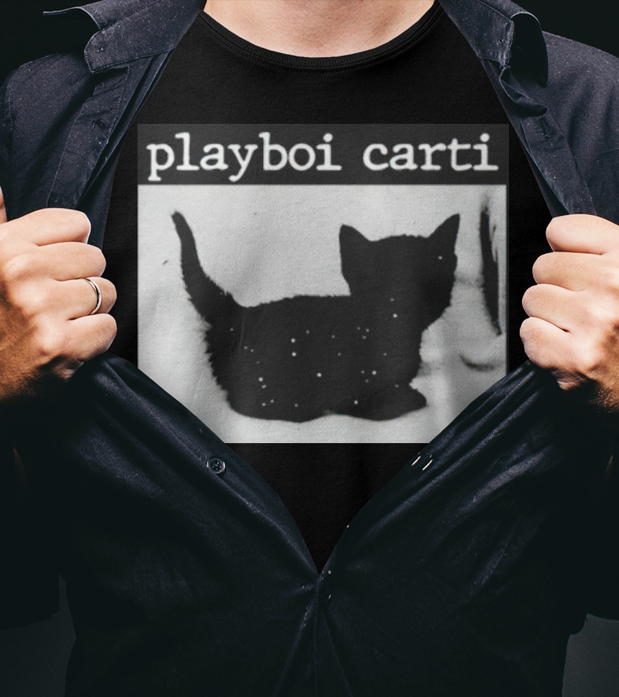 Playboi Carti Starry Black Cat Minimalist Aesthetic T-Shirt