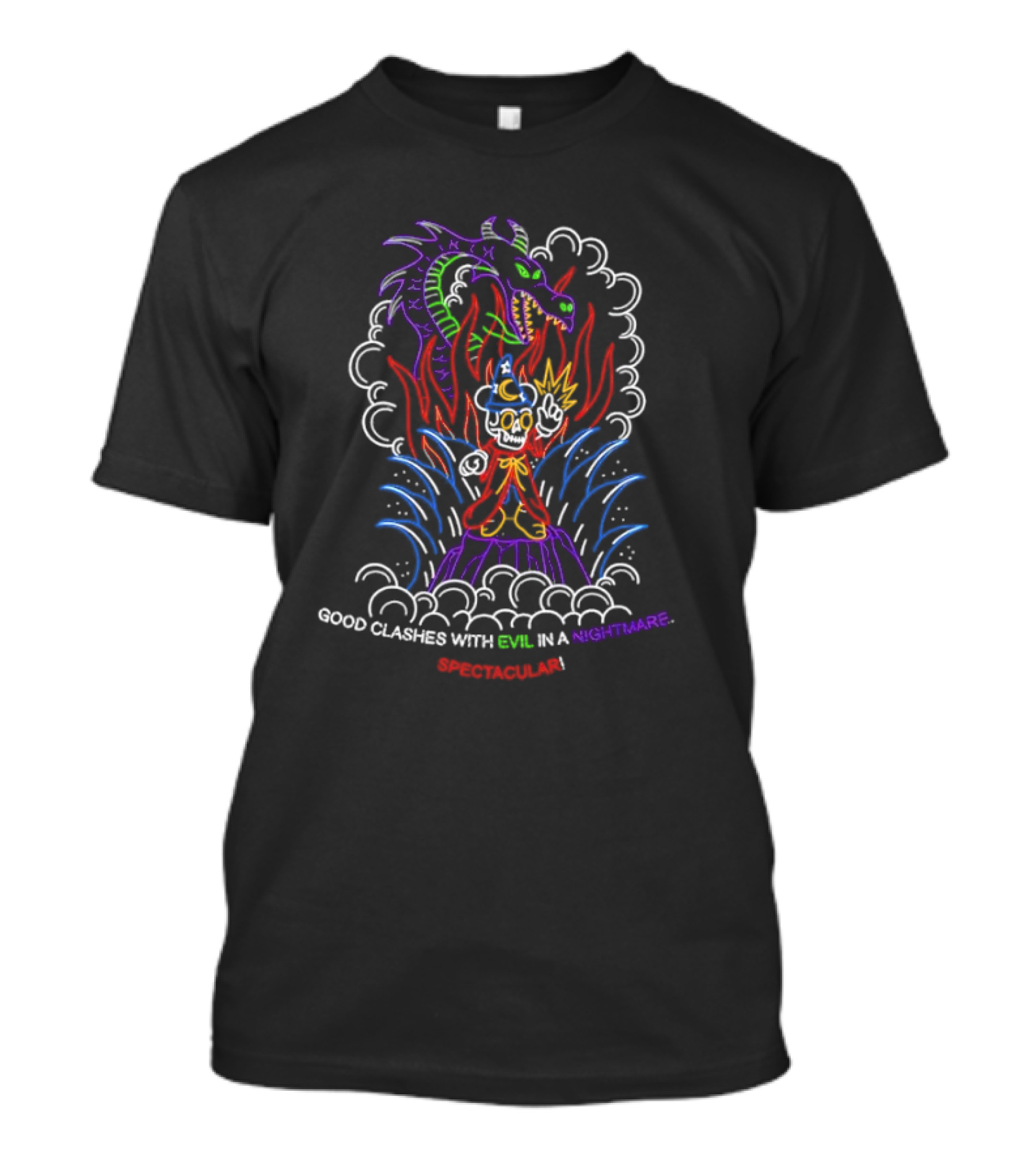 Good Clashes With Evil In A Neon Nightmare Spectacular T-Shirt