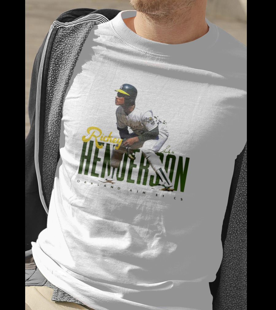 Rickey Henderson Oakland Athletics Vintage Signature T-Shirt