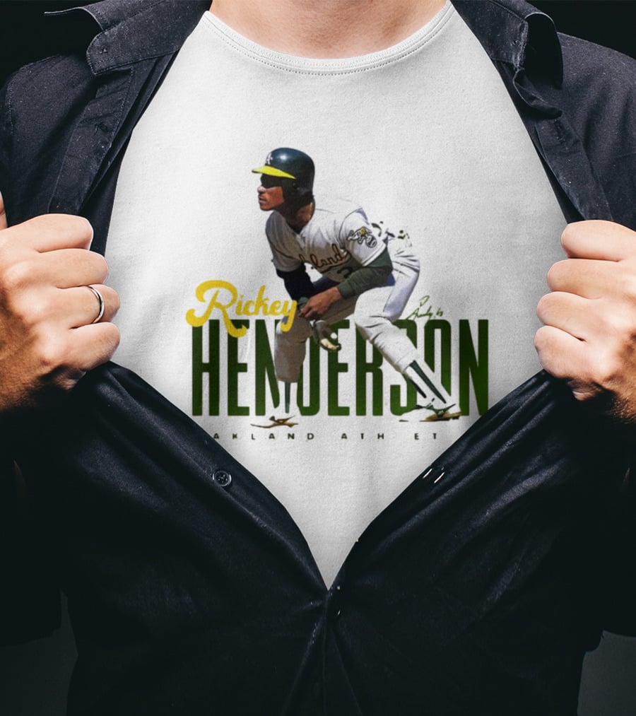 Rickey Henderson Oakland Athletics Vintage Signature T-Shirt