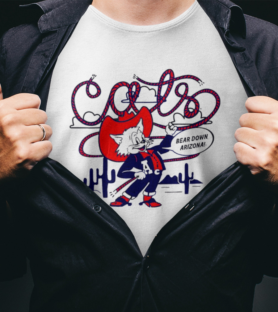 Arizona Cats Bear Down Wild West Lasso Cactus Cowboy T-Shirt