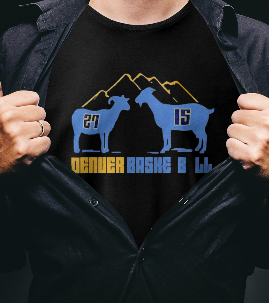 Denver Basketball Goats 27 15 Mountain Peaks T-Shirt