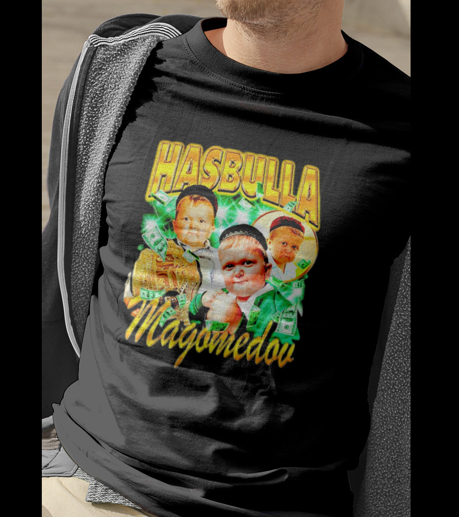 Hasbulla Magomedov Money Collage With Belt And Face Expressions T-Shirt