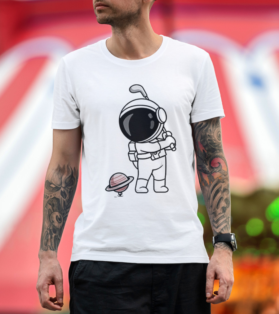 Hip Hop Astronaut Playing Golf With Saturn Chibi T-Shirt