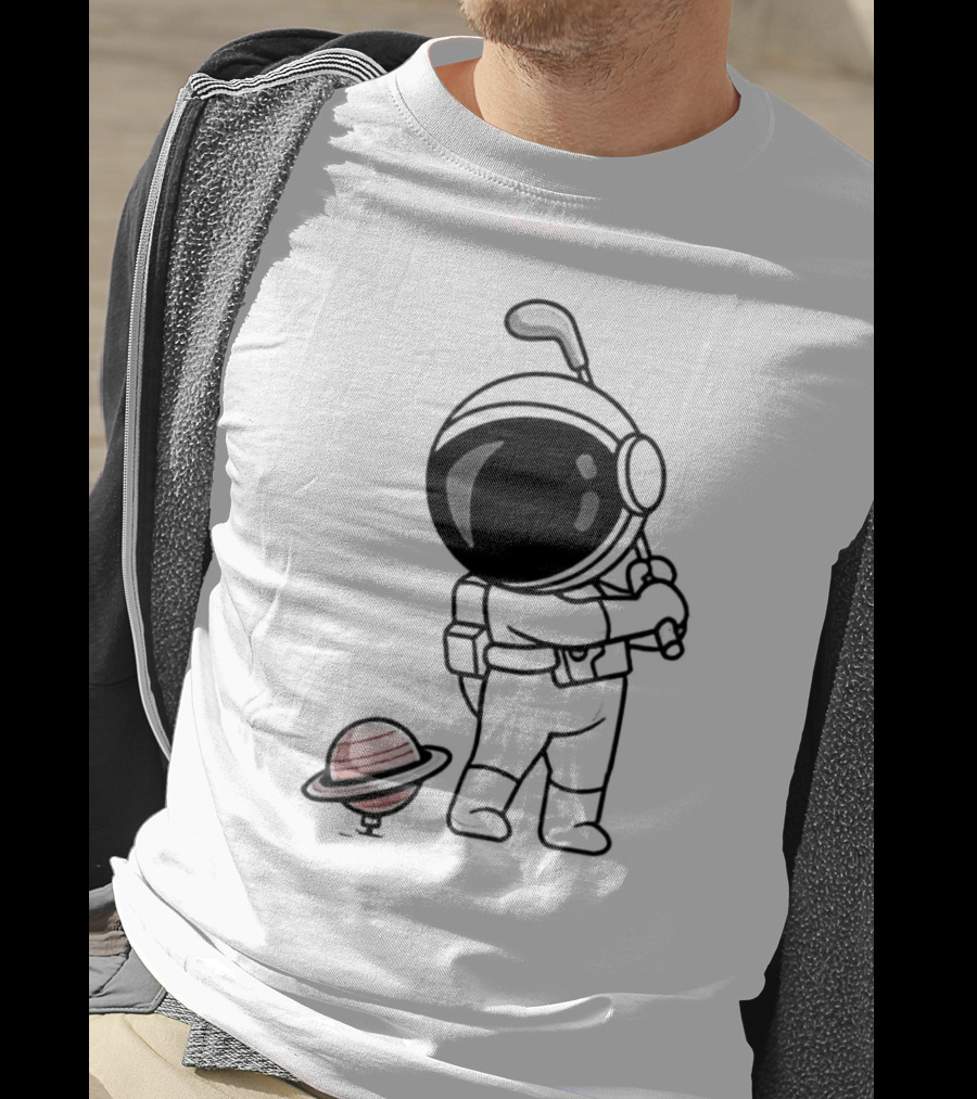 Hip Hop Astronaut Playing Golf With Saturn Chibi T-Shirt