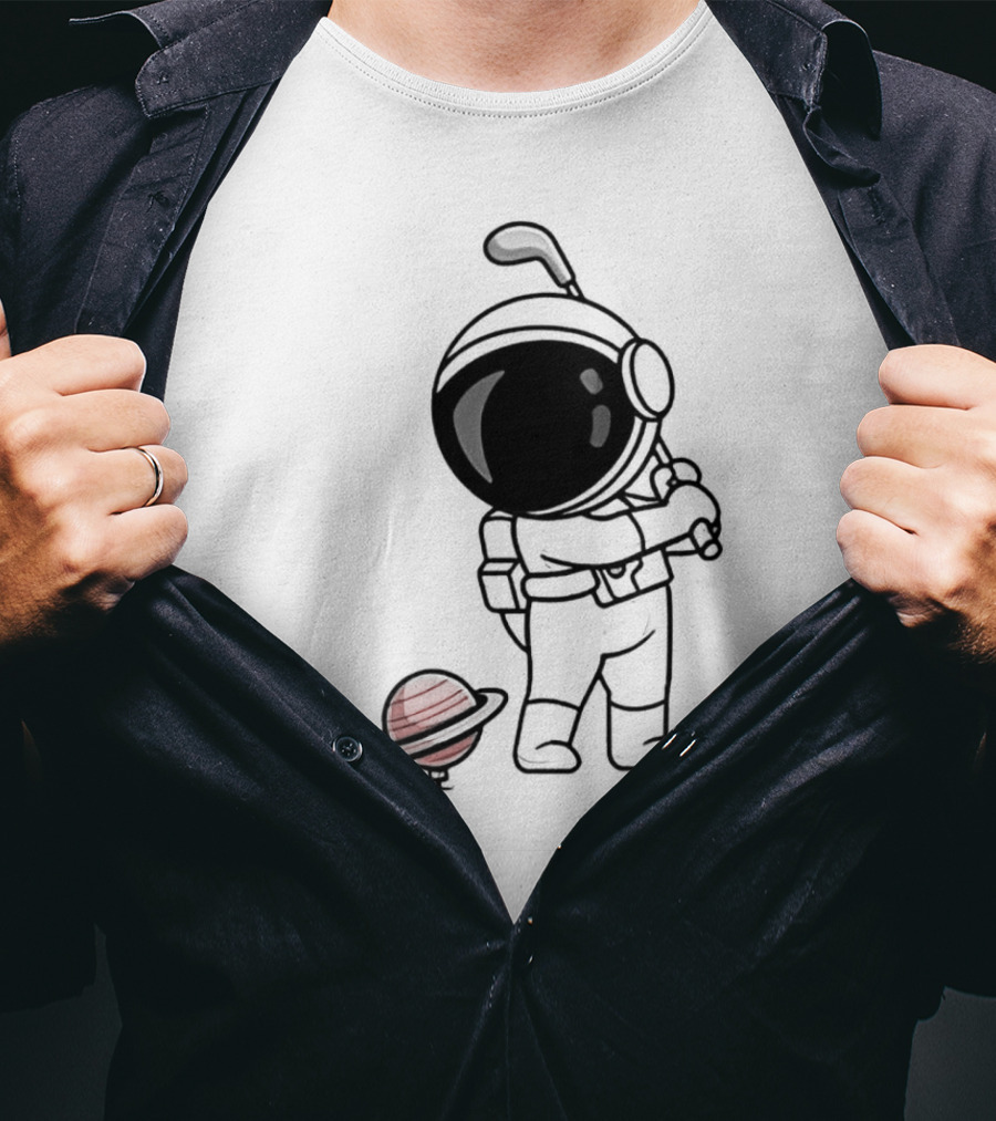 Hip Hop Astronaut Playing Golf With Saturn Chibi T-Shirt