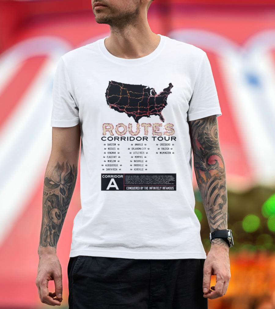 Routes Corridor Tour American State Map Conquered by the Infinitely Infamous T-Shirt