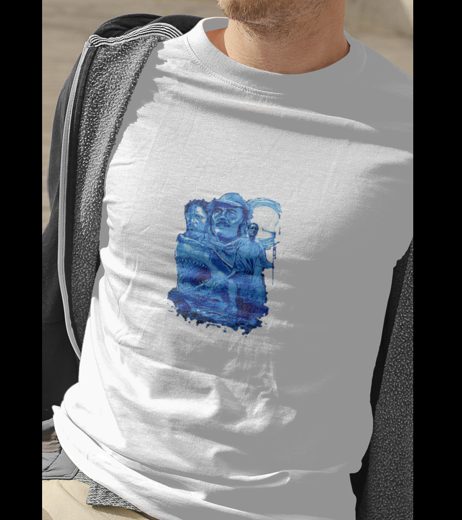 Jaws Bigger Boat Movie Characters And Shark Scene T-Shirt