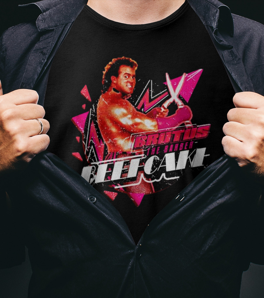 Brutus The Barber Beefcake Wrestling Icon Holding Scissors T-Shirt