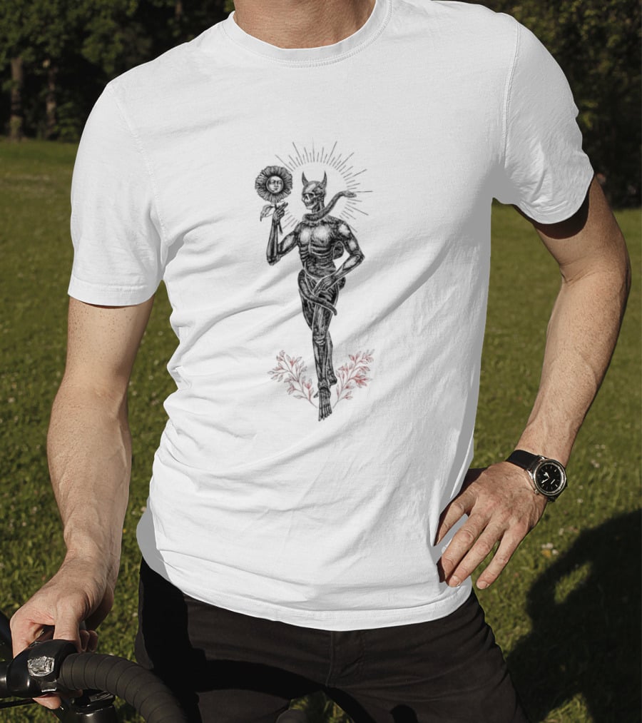 Micah Ulrich Flayed Skeletal Demon Holding Sun Mask T-Shirt