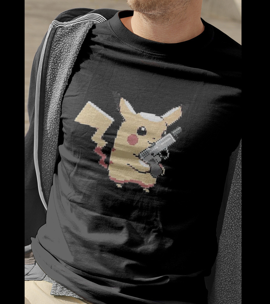 Pikachu Gun Pixelated T-Shirt